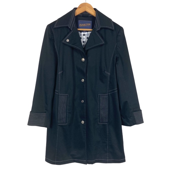 Pendleton Jackets & Blazers - Pendleton Trench Coat Snap Up Polka Dot Lining Size 4